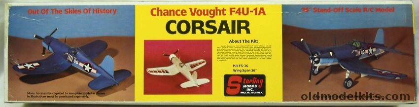 Sterling Corsair F4U-1A - 36 Inch RC or Control Line Flying Model (F4U1A), FS-36 plastic model kit
